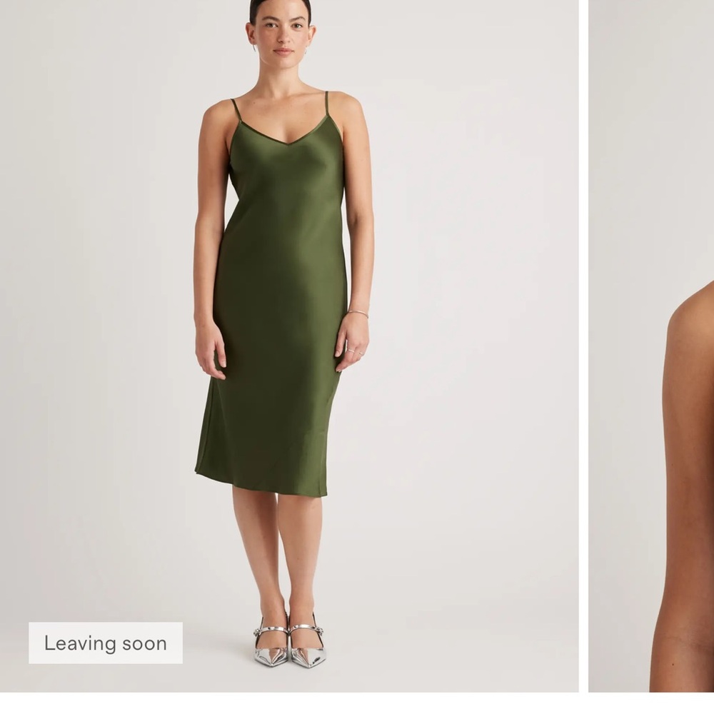 Quince washable 100% silk dress in green NWT